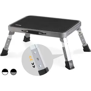 Elite 3 Levels Adjustable Folding Step Stools for Adults, Sturdy Metal RV Step, Safer Foldable Small Kitchen Stepping Stool for Seniors Bed, Multi-Use Office Foot Stool Under Desk