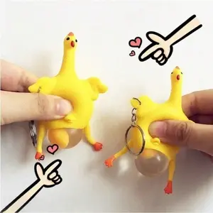2Pcs Hen Laying Egg Keychain – Squeeze Stress Relief Toy, Funny Gag Gift & Creative Prank Toy For Fun And Relaxation