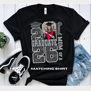 Family Matching Graduation T-Shirts, Custom Class Of 2026, Graduate Tee Proud Family Shirt, Personalized Senior Gift, Custom Photo Shirt Senior