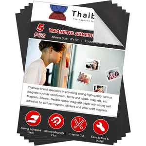 Magnetic Sheets with Adhesive Backing, 8" x 10", 5 Pack Flexible Magnet Sheets with Adhesive For Crafts, Photos and Die Storage-Peel and Stick Magnetic Tape Paper, Easy to Cut into Any Size