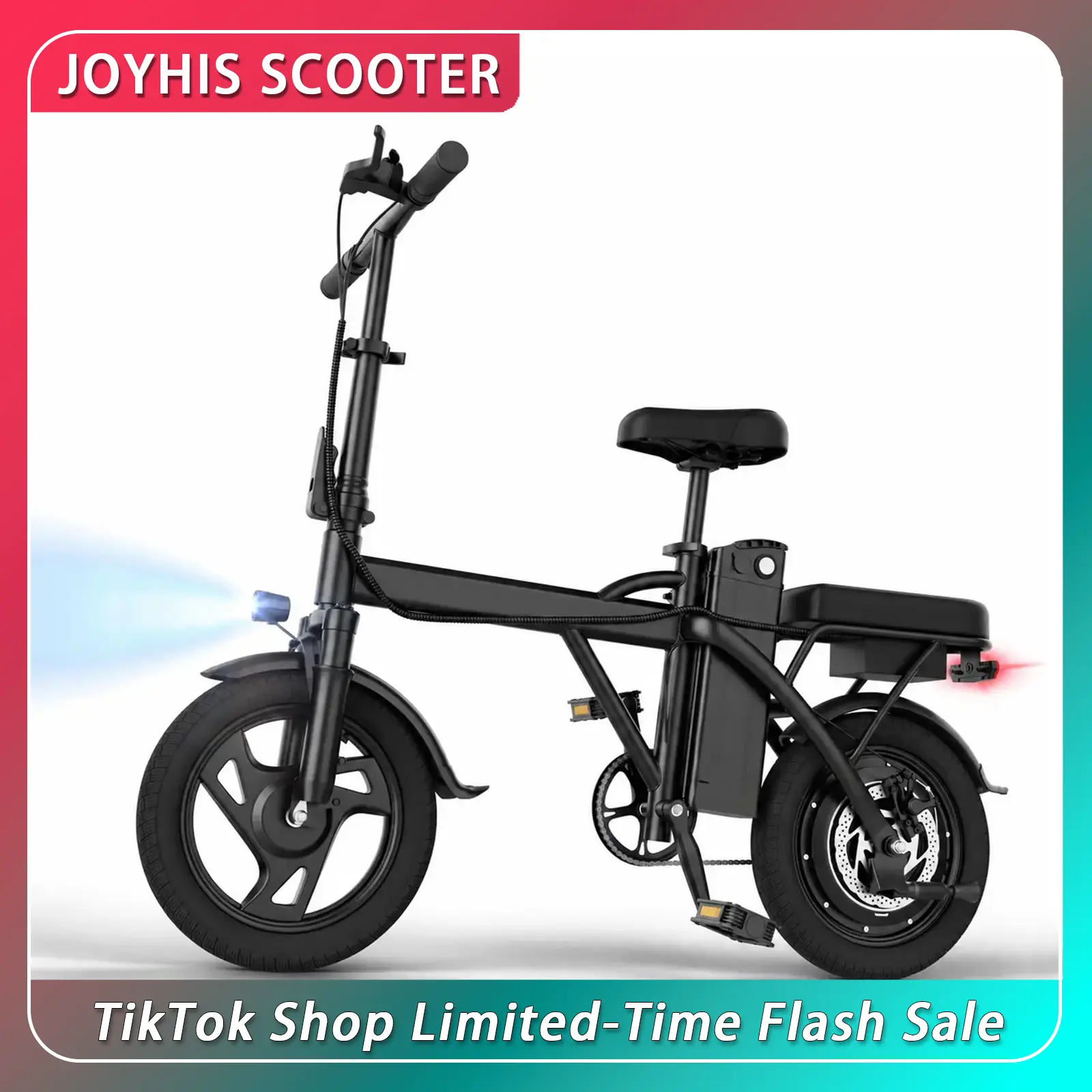 LP14 Folding Electric Bike for Adults, 500W Max Motor, 48V 5.2AH/9AH Battery, 22MPH Top Speed, 20-30 Mi Range, 14-Inch Tires, Front Wheel & Seat Suspension, IPX4 Waterproof, LED Lights, 265lbs Max Load Capacity