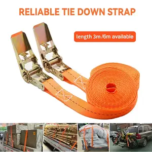 Heavy Duty Metal Buckle Tie-Down Cargo Straps Strong Ratchet Belt- Foldable Wear-Resistant & Non-Slip Luggage Fixed Car Fixed Tightener Tensioner Straps Ratchet Binding  Straps for Secure Luggage and Cargo Transport 3/6/ Meter Truck Strapping Rope Fasten