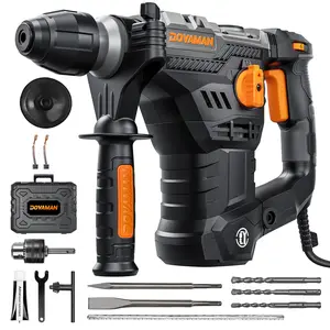DOVAMAN RH15A 1-9/16'' SDS-Plus Rotary Hammer Drill, 4 Functions in One Knob, Safety Clutch, 6 Speeds, 4350BPM / 900RPM, Fit for Concrete, Wood, Steel,#Summervibes