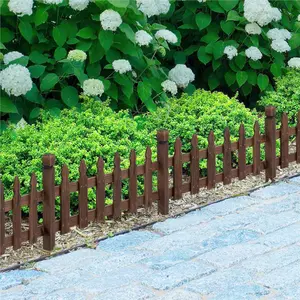 Yaheetech Rustic Wood Garden Fence Pricket Fencing Border Set of 5 Products 11.5” H x 35.5 W, Natural Wood