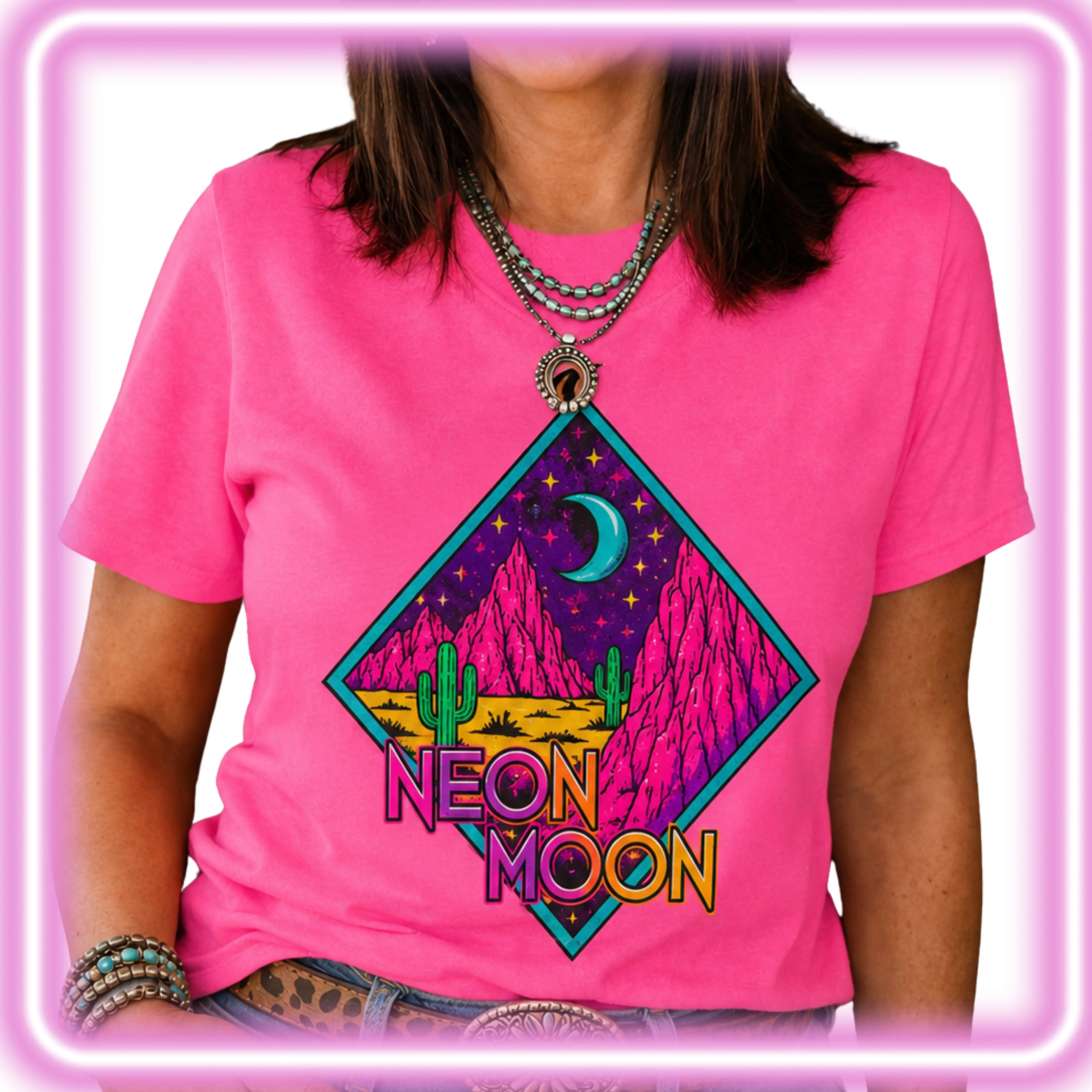 Neon Western Desert Scene Graphic Tshirt