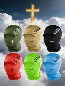 2pcs/1pc Unisex Cross and GOD IS GOOD Letter Printing Balaclava Mask Neck Gaiter Headwear Breathable Ski Mask for Men Women Outdoor Sports Hiking Fishing Commuting Suitable for Daily Wear