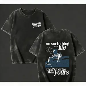 Hip-hop lyrics unisex washable double-sided pure cotton short-sleeve shirt - "Love Yourz" J.Cole vintage print pullover sweatshirt, warm and comfortable, fashion item, printed T-shirt, plus-size clothing, high street fashion, casual wear