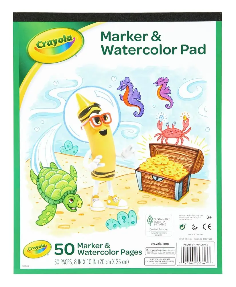 Crayola Marker and Watercolor Pad for Kids with 50 Blank Coloring Pages