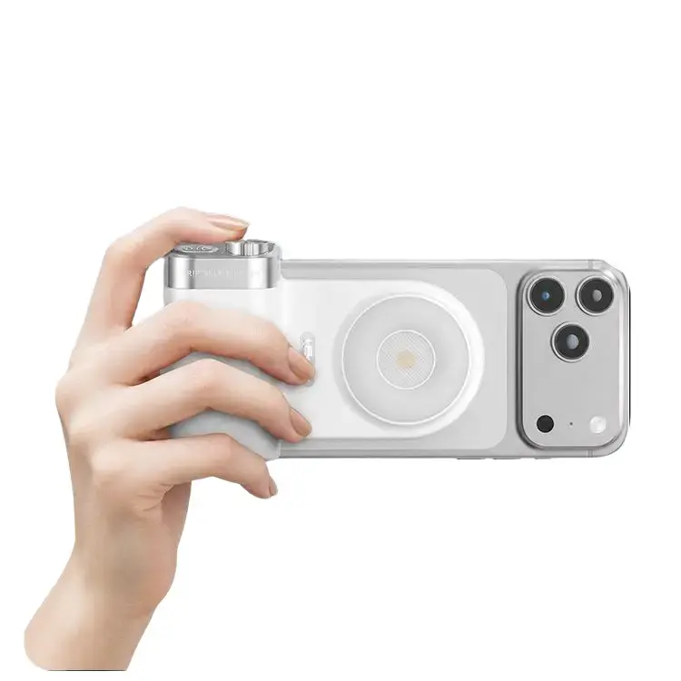 Magnetic Camera Handle with 15W Flash LED Smartphone Light, Rechargeable Skinny Selfie Accessories, USB-C Port, ABS Plastic, Remote Shutter for iPhone Android M31 Pro Daily Use & Mobile Content Creation