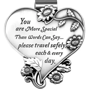 Heart-Shaped  Visor Clip,  Visor Medal Accessories, Driving Safety Prayer Bless Religious  for Family, ,  Drivers