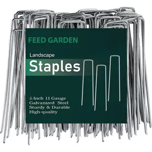 6 Inch 50 Pack Hot-dip Galvanized Landscape Staples Plant Cover Stakes 11 Gauge Tent Stakes Garden Stakes Landscaping Fabric SOD Pins Yard Stakes for Decoration Weed Barrier Fabric
