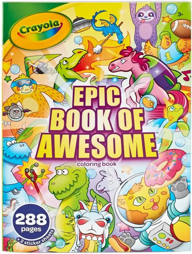 Crayola Epic Book of Awesome (288 Pages), Kids Coloring Book Activity Set, Animal Coloring Pages, Holiday Gift for Kids, 3+