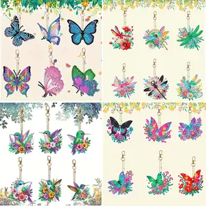 6-Piece Diamond Painting Keychain Set DIY Shape Art Mosaic Backpack Pendant Decor Keychain For Bags Handmade Craft Gift, Unique Design & Durable Material, Keychain Accessory