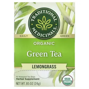 Traditional Medicinals Organic Green Tea, Lemongrass, 16 Wrapped Tea Bags, 0.85 oz (24 g)