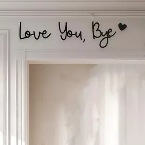 Love You Bye Above Door Sign, Modern Black Letter Sign Wall Art, Heart Plaque, 15cm x 14cm, Wall Decoration for Hallway and Stairs, Valentines Decorations, Home Decor