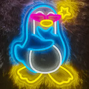 1pc Penguin Neon Sign, LED USB Powered,Cute Anime Neon Light Sign,for Wall Decor,Party Decoration, Holiday Gifts