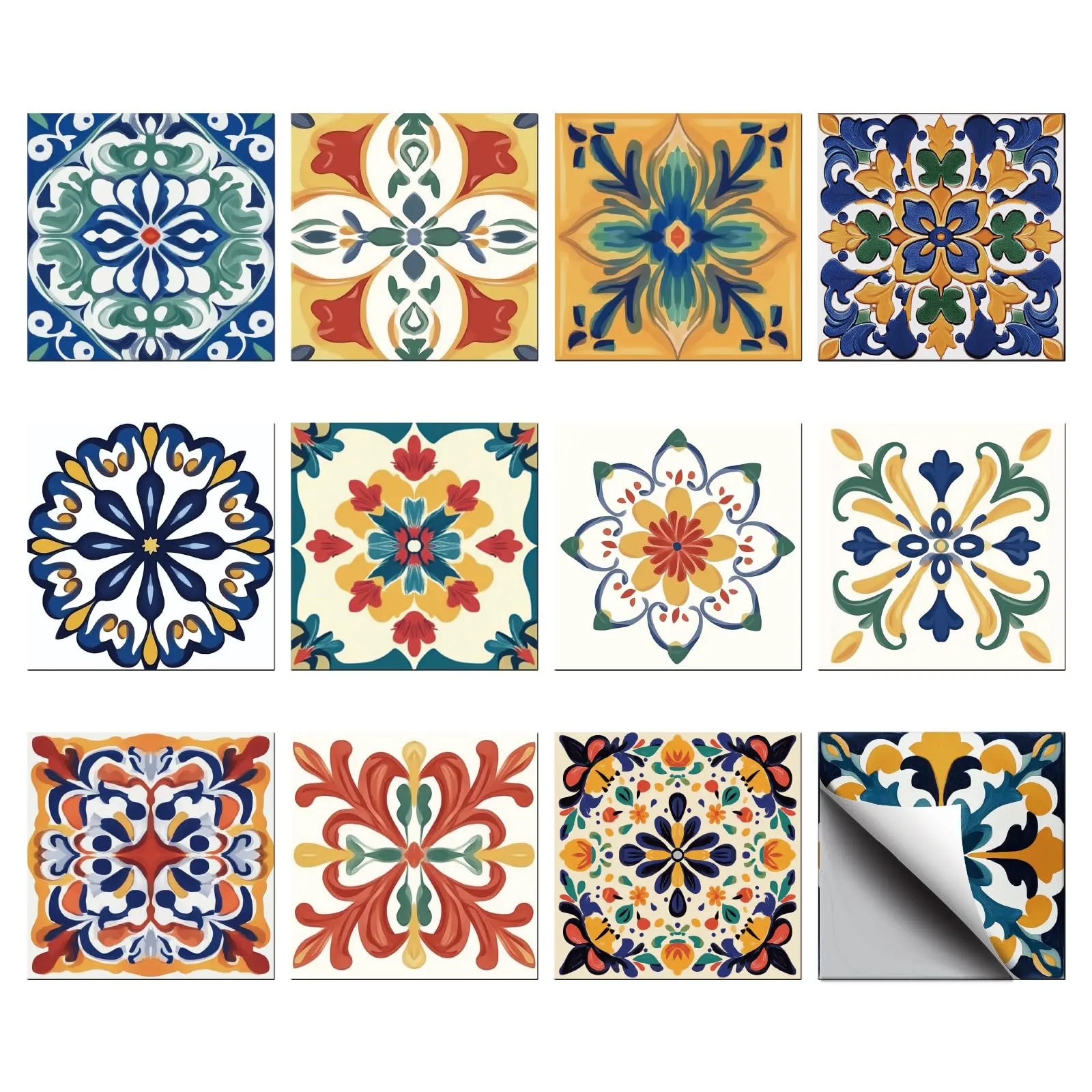 36pcs Mosaic Style Peel And Stick Tile Stickers Bohemia  Mediterranean Removable Wallpaper Self Adhesive Wall Decals For Kitchen Bathroom Furniture 4x4 Inches