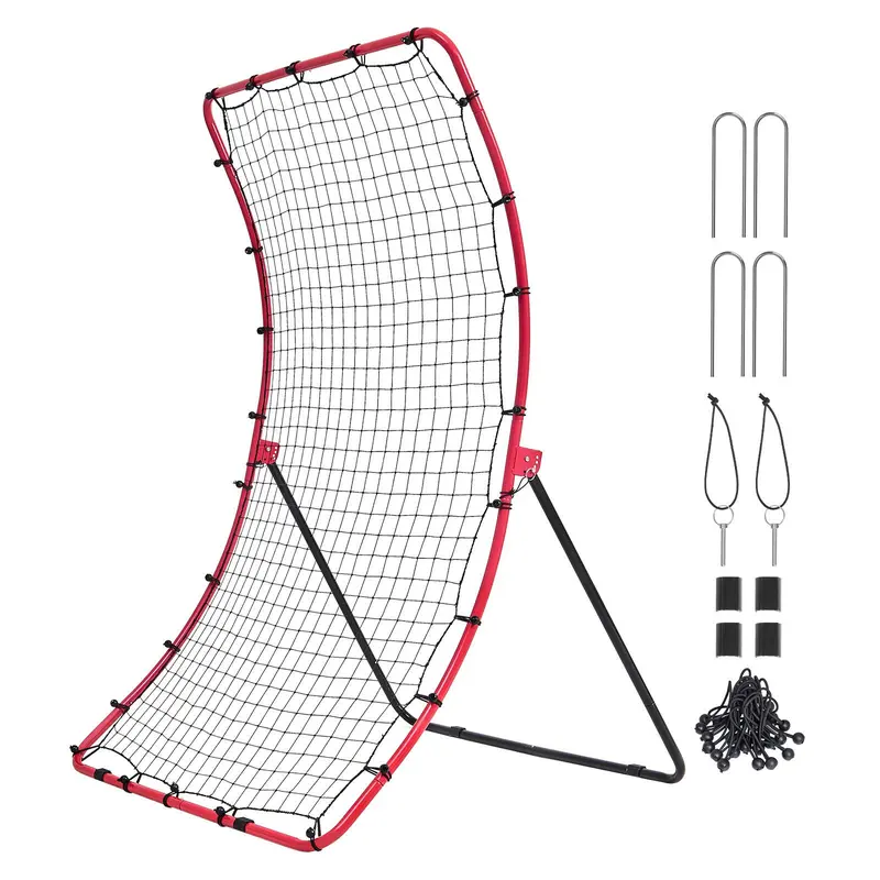 VEVOR 4x5.5ft Curved Baseball/Softball Rebounder Net, PitchBack Pitching Nest with Target, Q195 Steel Wear-Resistant, Easy Assembly, Adjustable Angles Outdoor Backyard Trainer, Durable Baseball Training Equipment to Enhance Randomness in Ball Return