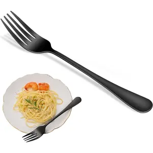 Black Dinner Forks Set, 8- 8 Inches -Grade Stainless Steel Silverware Forks,Dishwasher Safe Cutlery Fork, Metal Black Table Fork For ,Party or Events