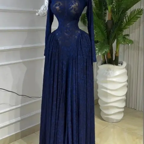 PULKRITU Women's O-Neck Long Sleeve A-Line Maxi Dress, Romantic Spring Date Night Formal Evening Gown, Evening Wear, Sexy Party Birthday Banquet Vacation Dress, Dresses For Party, Lady party Outfit Skirts