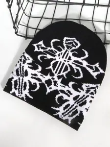 Unisex Y2K Harajuku Style Knit Hat, Trendy Hat, Beanie Fitted, Patchwork Design, Fitted Fit, Warm Winter Accessory, Casual Fashion for Men & Women