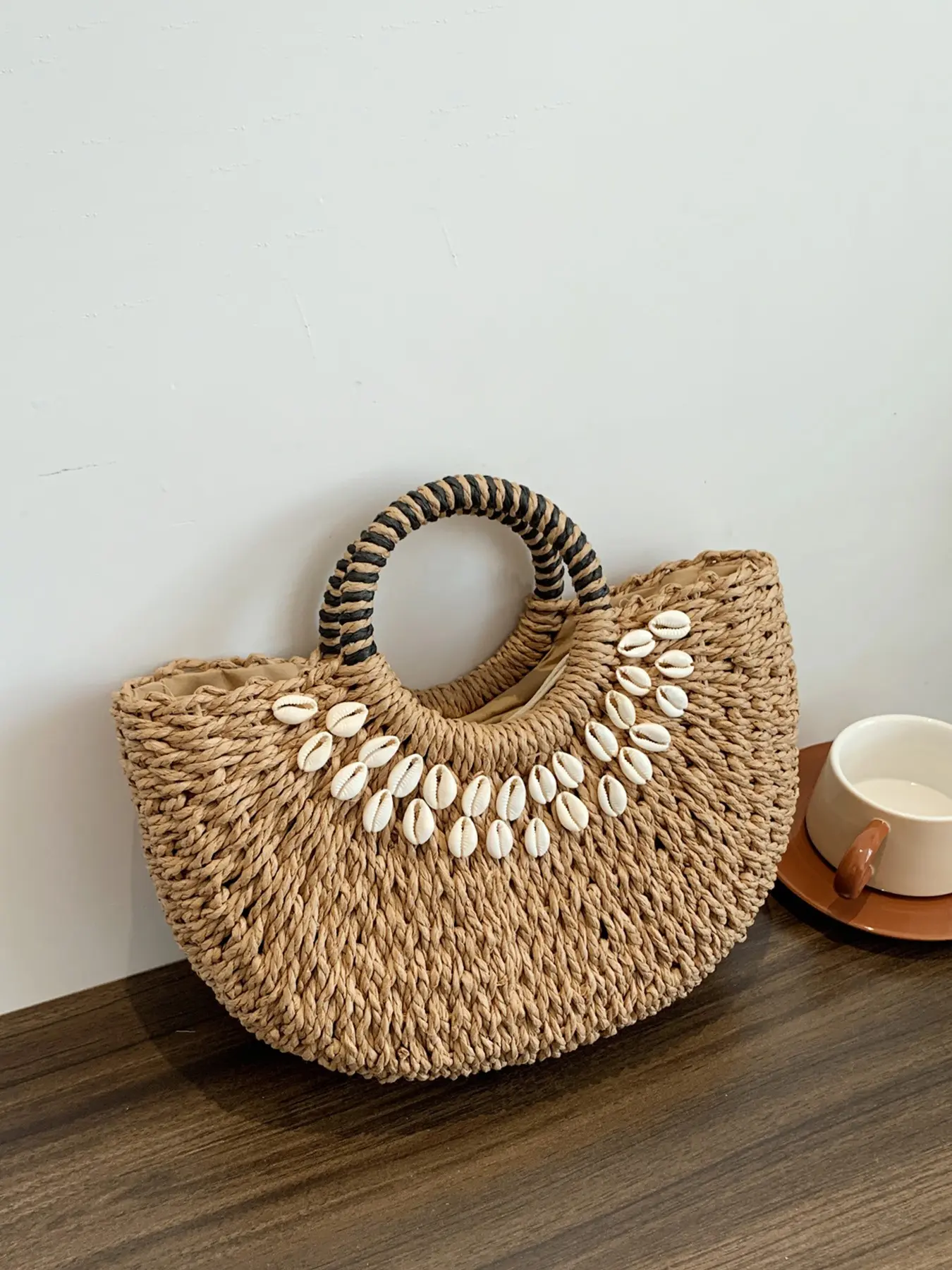 1pc Women's Fashionable Minimalist Casual Vintage Solid Color Versatile Straw Handbag Perfect for Daily Commuting, Outings, Travel, Vacations, Beaches & Seaside Essential Women's Handbag Trendy Commuter Purse