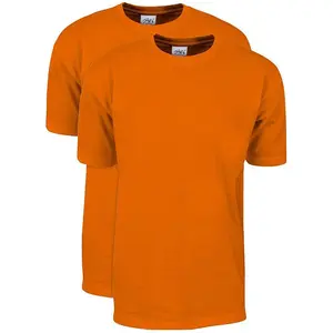 2 Pack Shaka Wear Men's Max Heavyweight Short Sleeve Crew Neck T-Shirt - Orange - Small