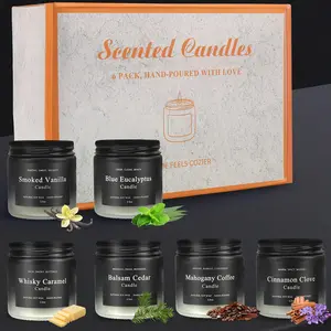 6 Pack Candles for Home Scented Aromatherapy Candles Gifts Set for Mens, Men Candle Set, 21 oz 150 Hour Long Lasting Candles, Gifts for Men, Birthday, Anniversary Present