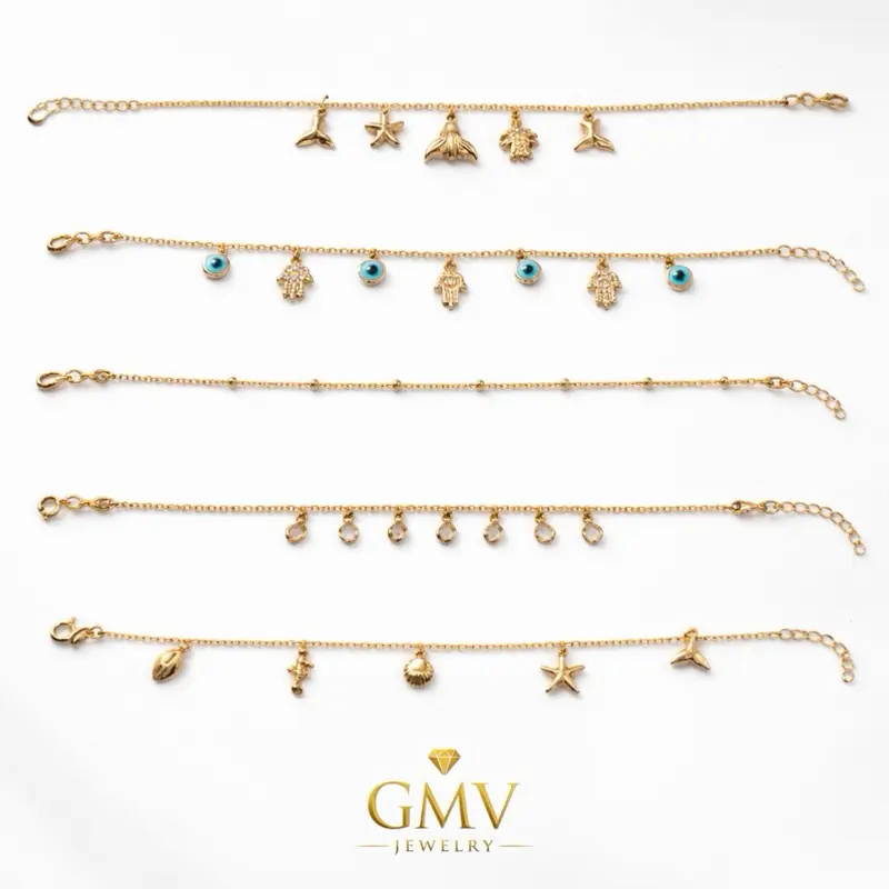 GMV Jewelry Golden Coast Anklet Collection 18k Gold Plated – Sold Individually | Summer 2026