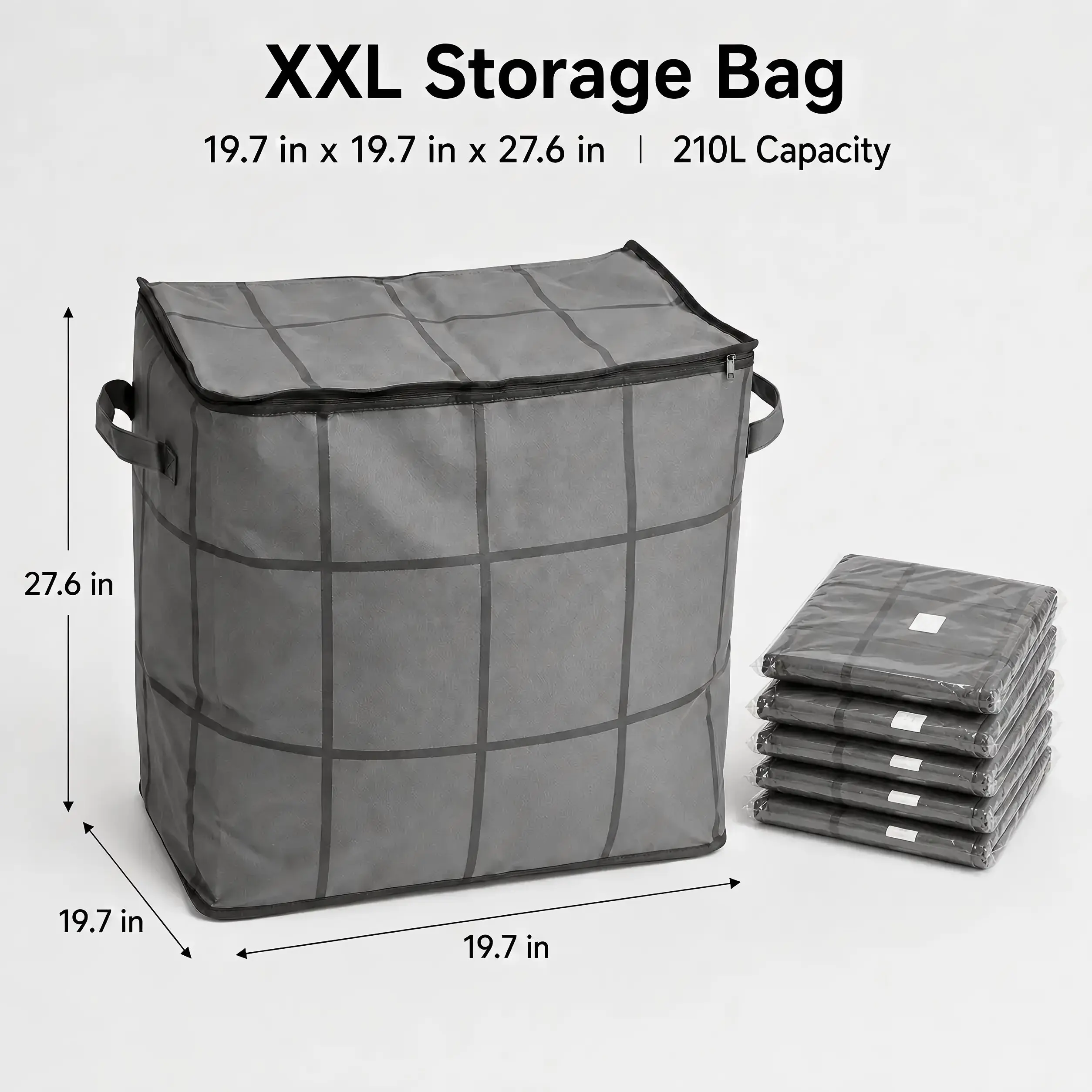 Non-woven Fabric Storage Organizer, Extra Large Zippered Bag for Bedding, Sweaters & Quilts, Practical XXL Bin for Moving & Closets, Moving Day