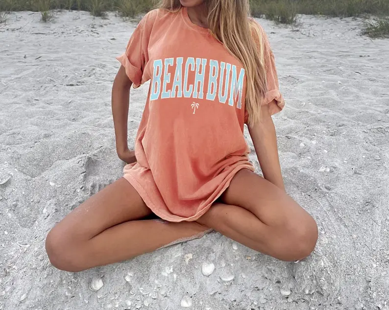 Beachbum Beach Bum Shirt Palm Tree Summer T Shirt Beach Tee Ocean Oversized Tshirt Vacation Shirt Comfort Colors Women's Graphic Tees