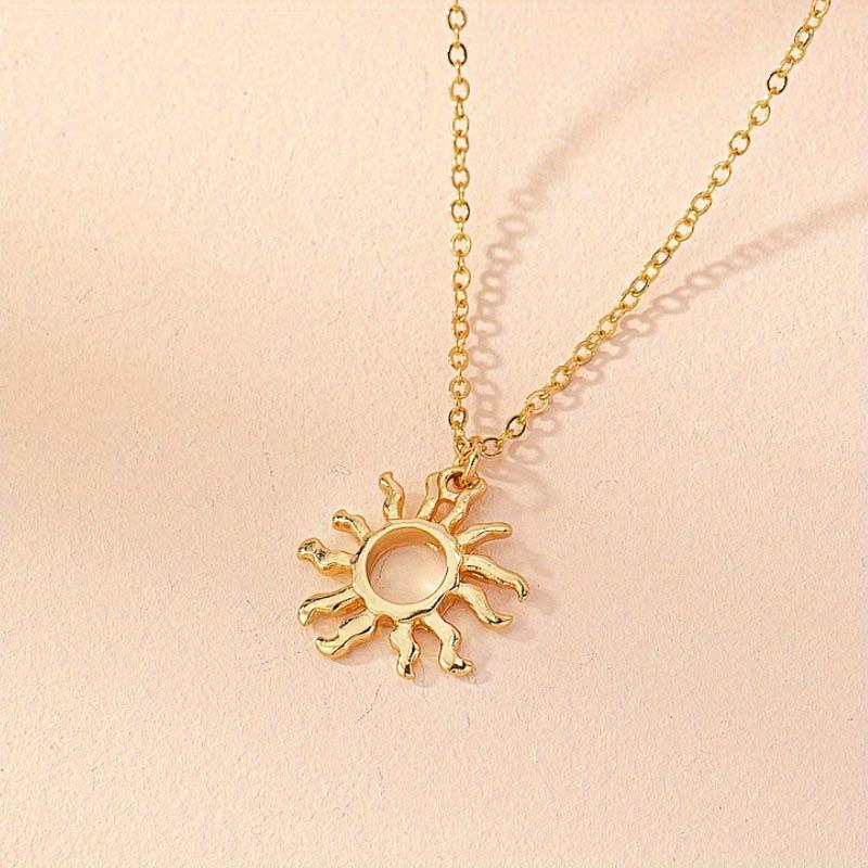 Alloy necklace golden hollow sun necklace ladies daily wear gift