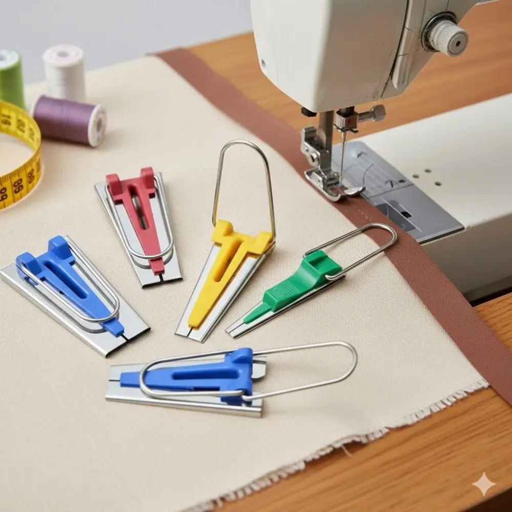 Adjustable Bias Tape Maker Tool for DIY Sewing, Multi-Size Quilt Binding & Hemming Foot, Quick Slip-Resistant Roller for Easy Fabric Edge Binding, Home Sewing Machine Attachment for Crafting, Sewing Supplies Crafts, Sewing Tools