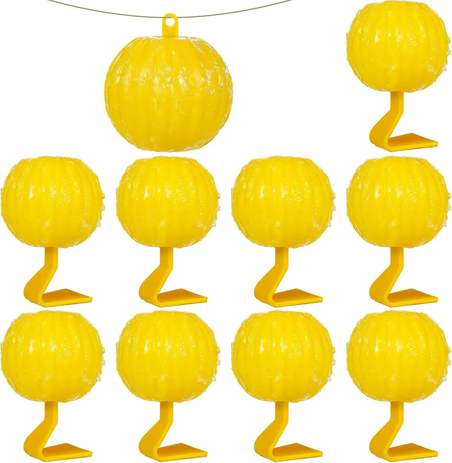 10-Pack Yellow Sticky Fruit Fly Trap Balls - Home Pest Control Sticky Bug Trapper, Insect Trap Fruit Fly Killer, No-Battery Easy-Install Pest Control for Indoor Plants, Outdoor Gardens