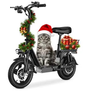 Adult Seated Electric Scooter, 1600W Peak 750W Rated Power, 42 Miles Range, 20MPH, 14" Tires, Foldable Off-Road E-Scooter with Basket for Pets & Cargo, 330lbs Max Load, UL 2272 Certified