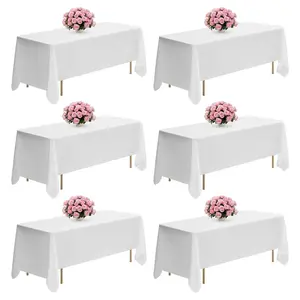 【DealsForYouDays】VEVOR White Tablecloths for Rectangle Tables, 6 Pack, 70 x 120 Inches, Reusable and Machine Washable Table Clothes, Wrinkle-Resistant Polyester Fabric Table Covers for Wedding, Party, Banquet