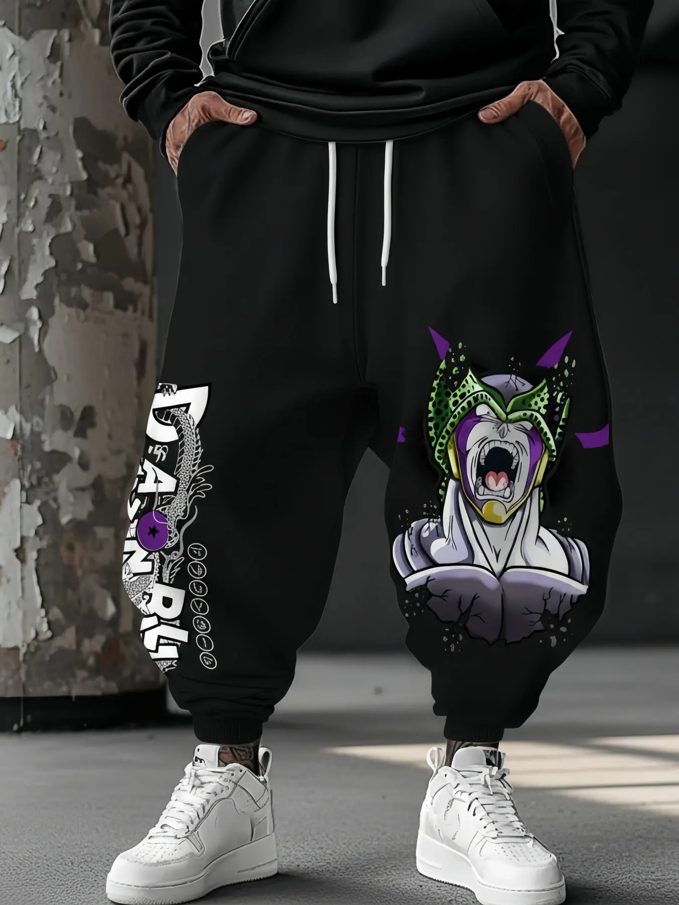 Dragon Ball Print Unique Cartoon Print Casual Pants, Men's Heavyweight Fabric Jogger Pants with Drawstring Waist, Women's Stylish Fitness Trousers, Active Workout Wear, Casual Athletic Jogging
