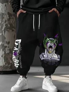 Dragon Ball Print Unique Cartoon Print Casual Pants, Men's Heavyweight Fabric Jogger Pants with Drawstring Waist, Women's Stylish Fitness Trousers, Active Workout Wear
