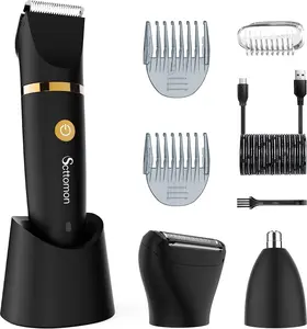 Trimmers women 3 in 1 Electric Body Hair Trimmer Kit for Men，Cordless Groin Hair Trimmer, Ball Trimmer ,USB Recharge,LED Display，Waterproof Electric Shaver Clipper Blade bikini trimmer, body hair trimmer
