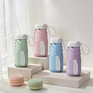 Portable Mini Sun Umbrella for Women UV Protection Ultra-Light Compact Dual-Purpose for Sun and Rain Outdoor Foldable Umbrella in Pastel Colors