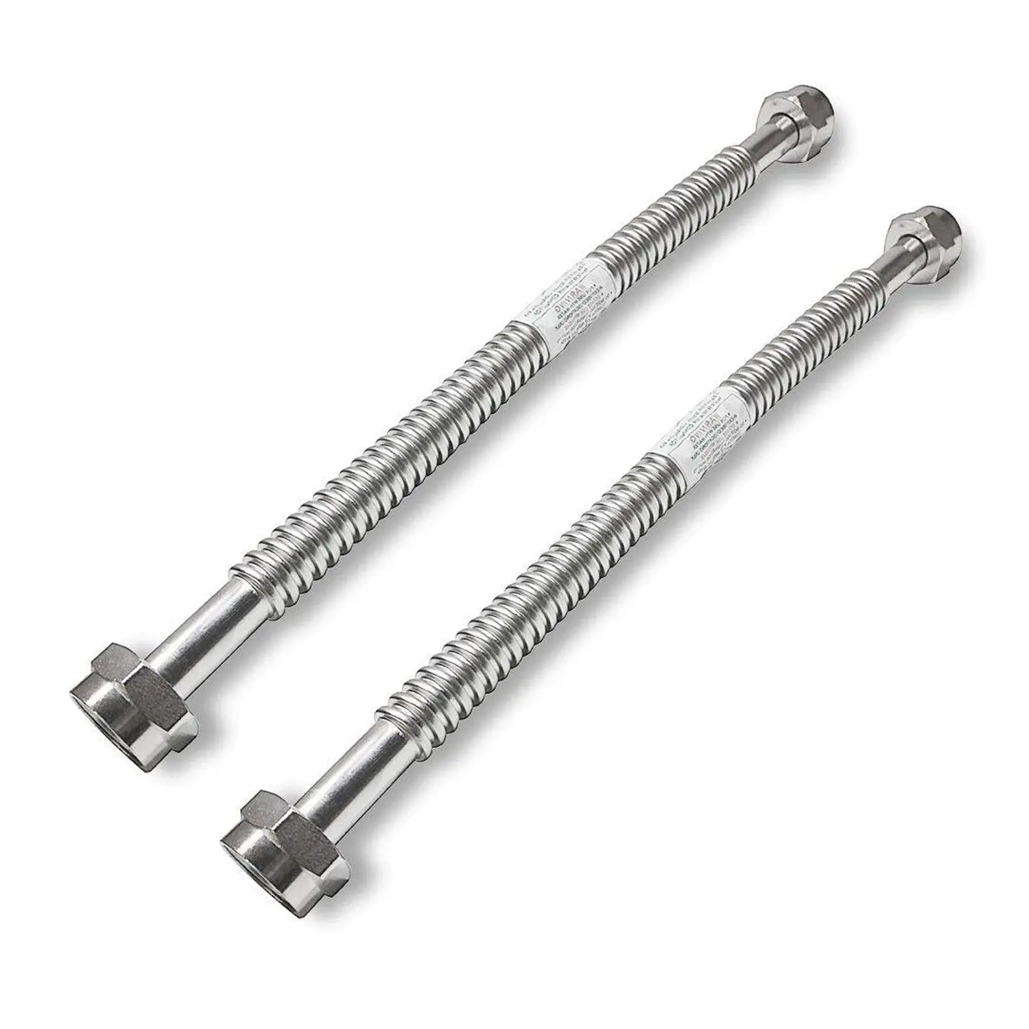 24" X 1" FIP Stainless Steel Water Flex Connector - Heavy Duty Durable Corrugated W/Extra Thick Washers/Ideal for Water Heater and Water Softener (2 Pack)