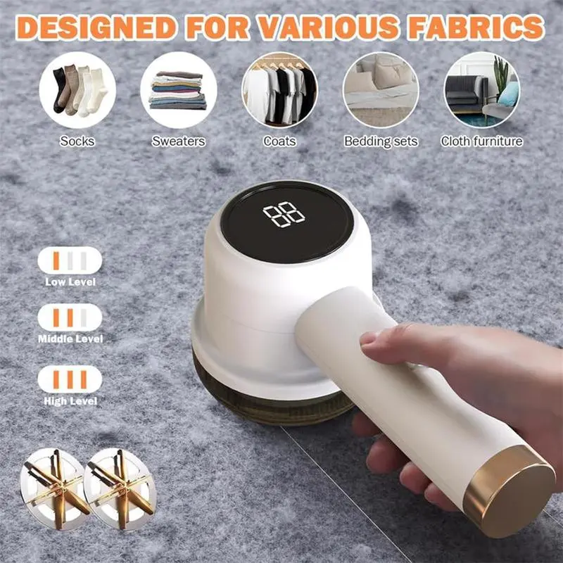 Portable Reusable Lint Remover - High Efficiency Fabric Shaver with Compact Design, Multilevel Settings, Rechargeable Household Appliance Clipper Razor