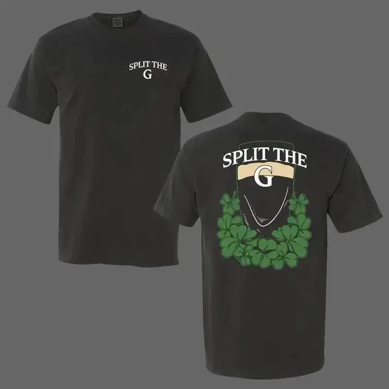 Shamrock St. Patrick's Day Split The G T-shirt, Split The G Champions Shirt, Paddy's Day Tee Menswear Top Man Tshirt Streetwear Tropical Short Casual