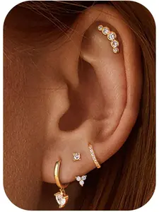 Hoop Earrings for Women, Hypoallergenic Gold Plated Dainty Studs, Dangle Small Huggie Cartilage Earrings, Casual All Season Jewelry, Earring Stacks, Drop Dangle Earrings