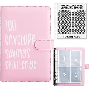 100 Envelope Money Saving Challenge Kit – Pink Budget Binder with 100 Cash Envelopes| Fun & Easy Way to Save $5,050 for Home, Office or School