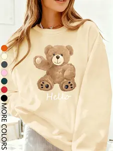 Women's Casual Letter Print Sweatshirt, Long Sleeve Round Neck Pullover, Fitted O-Type Design, All Seasons Everyday Wear, Daily Fashion Womenswear