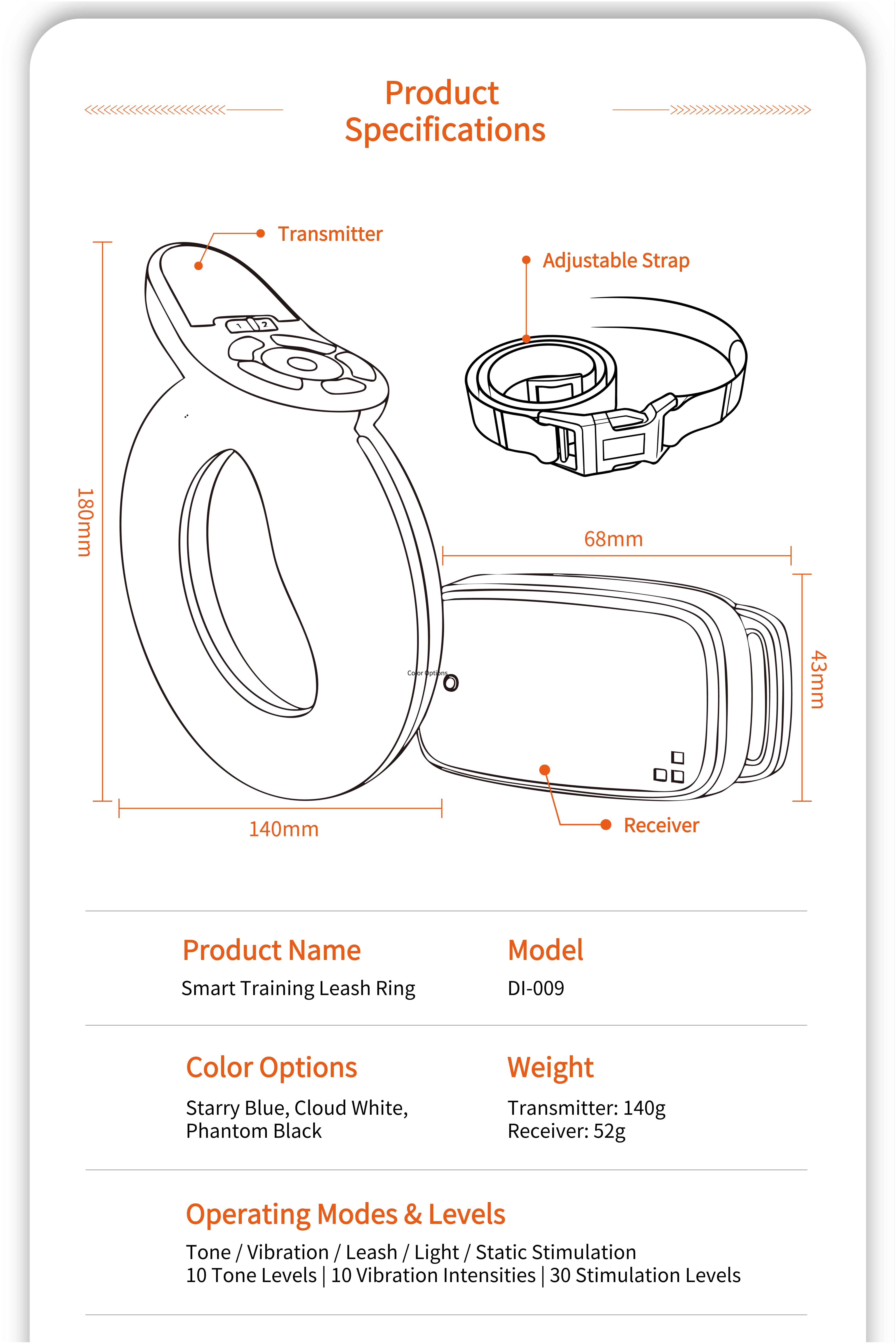 Dog Training Collar & Leash Set 3200ft Remote Control | IP67 Waterproof Built-in Light Magnetic Charging 30 Static 10 Vibration Modes for Dogs 10-120 lbs