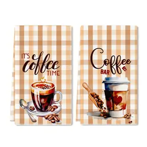 Coffee Kitchen Towels, Cafe Themed Cloths for Kitchen Washing Dishes, Hand Towel for Coffee Bar Home, Soft Polyester Decorative Tea Towel, Coffee Lover Gifts for Women