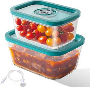 Gasbye 2-Pack Vacuum Food Containers -24oz & 39oz, VS5166, Specifically designed for  Food Sealer, Air Suction Hose Included, Leak-proof, BPA-free for Food Storage, Marinating, Freezing, Meal Prep