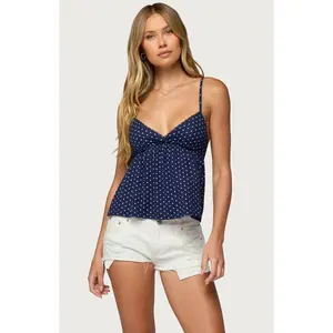 Edikted Women's Belen Polka Dot Lacey Babydoll Top